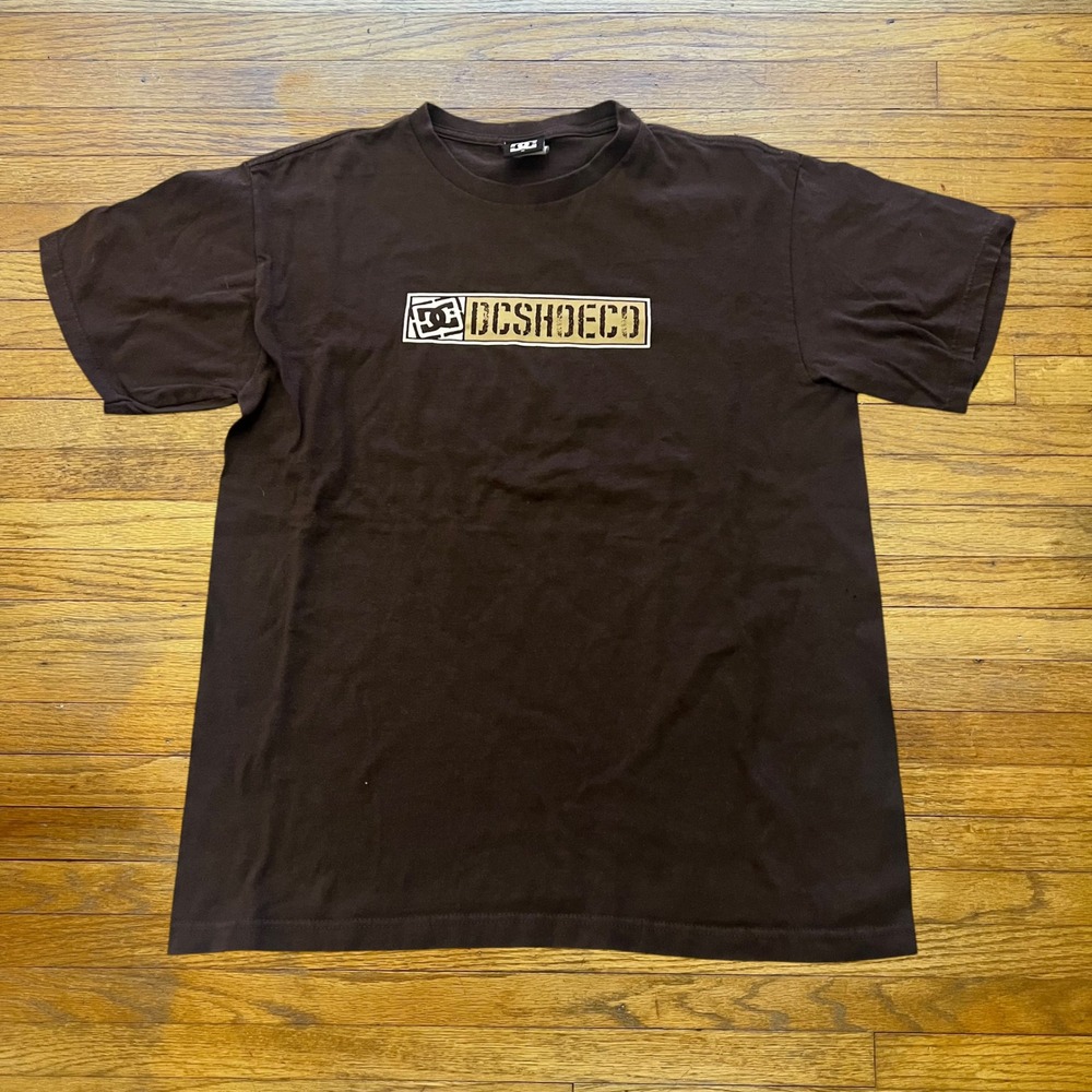 DC Shoes Co Mens Graphic T-Shirt Brown Skate Streetwear Box Logo Size M